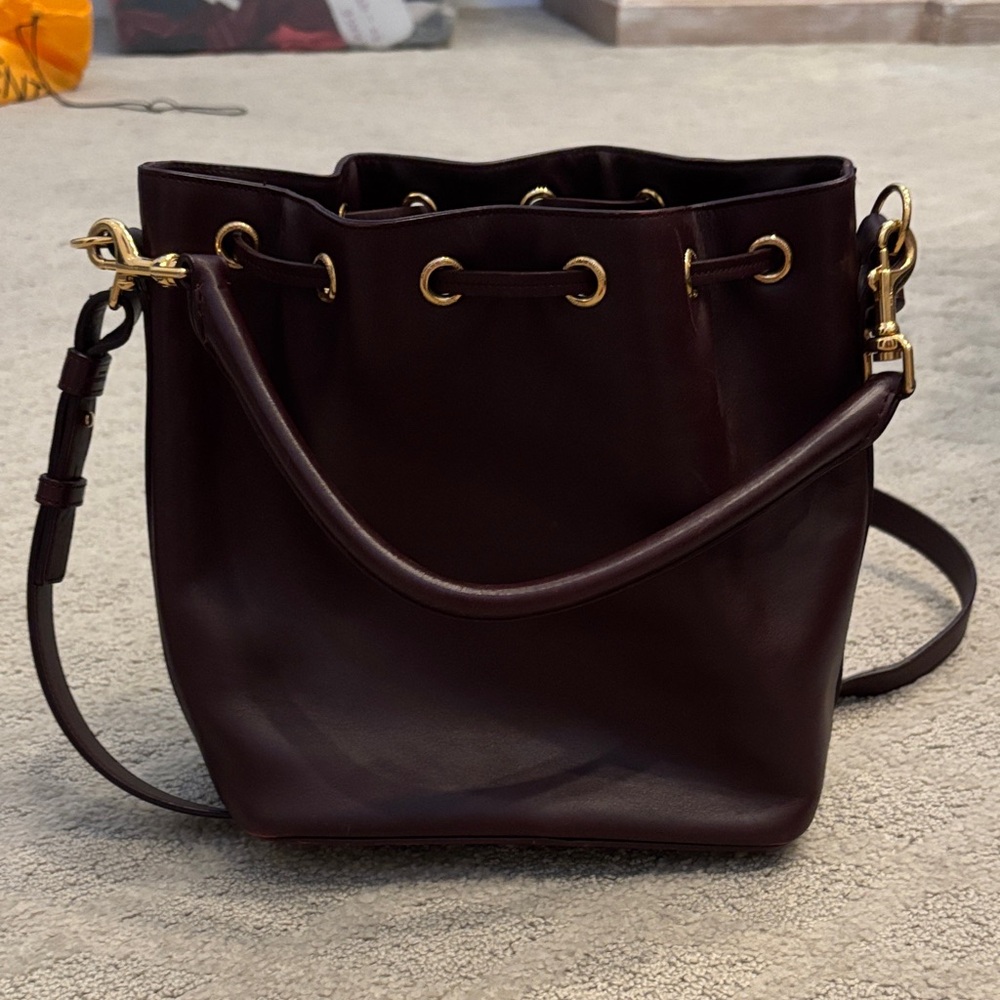 Saint Laurent Burgundy Shoulder Bag with Gold Accents - Picture 4 of 7
